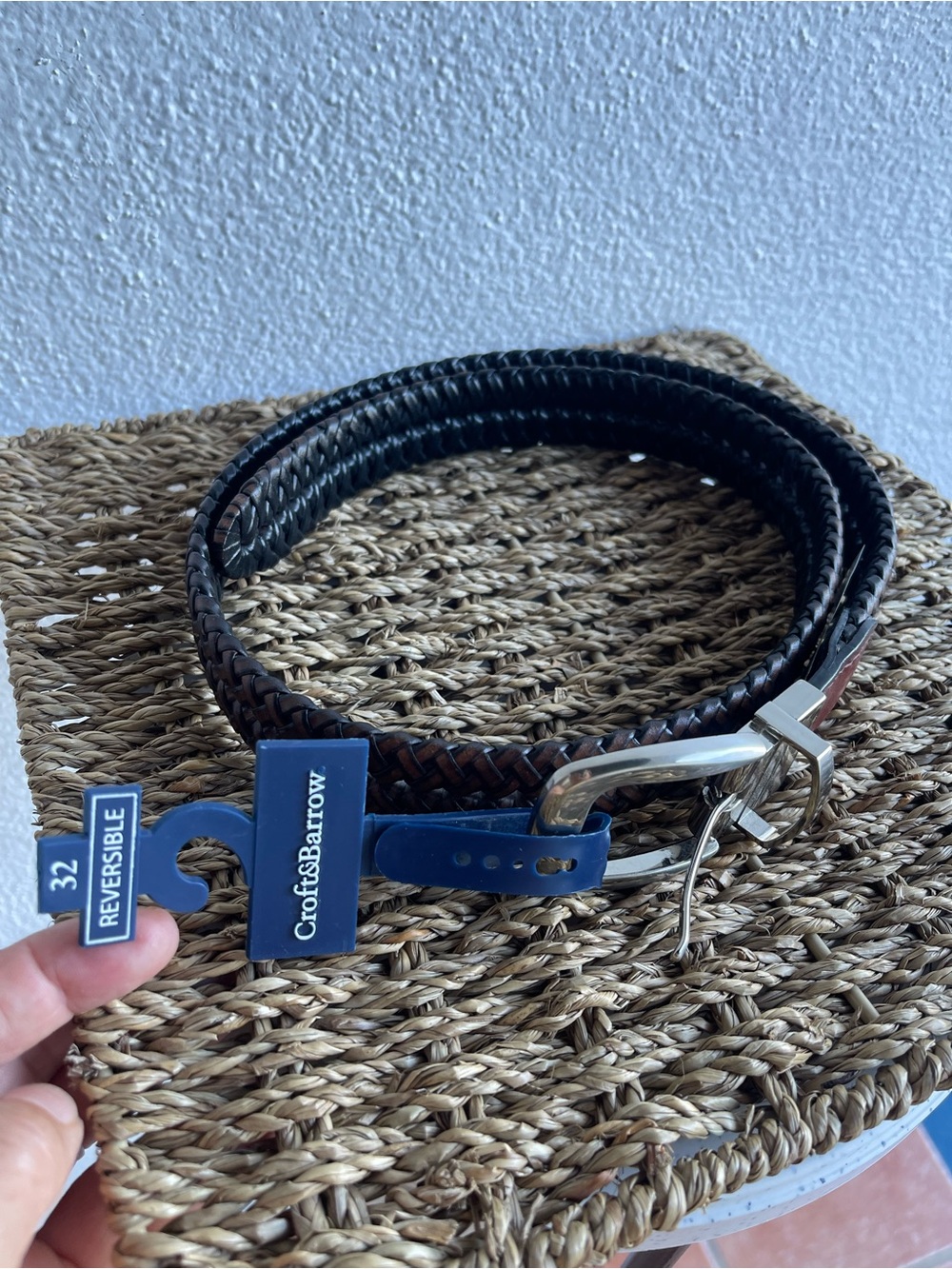 Men's Braided Leather Belt - Brown and Red